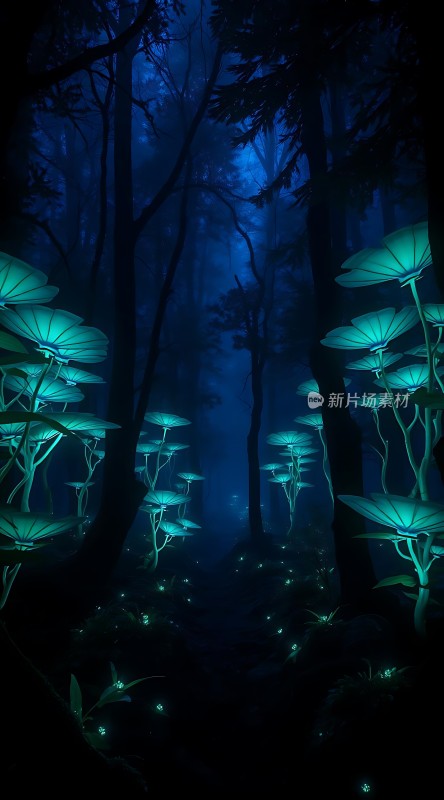 神秘夜林荧光梦