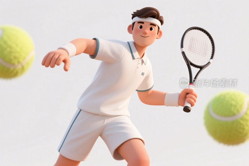 网球运动卡通插画