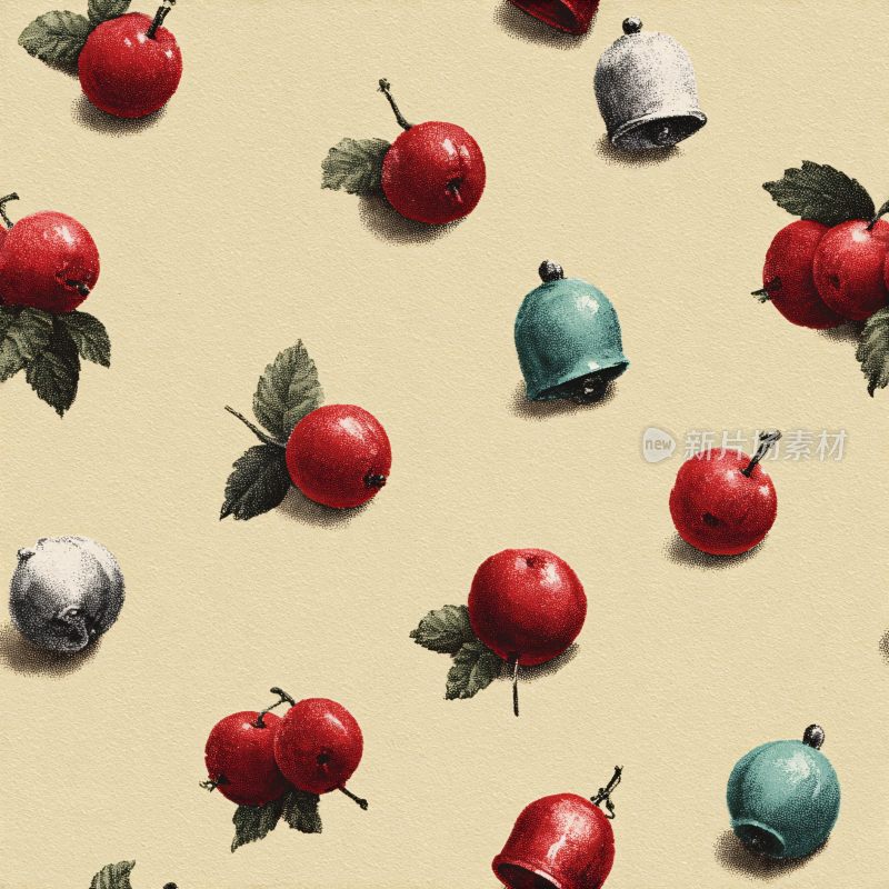 苹果与铃铛图案背景图