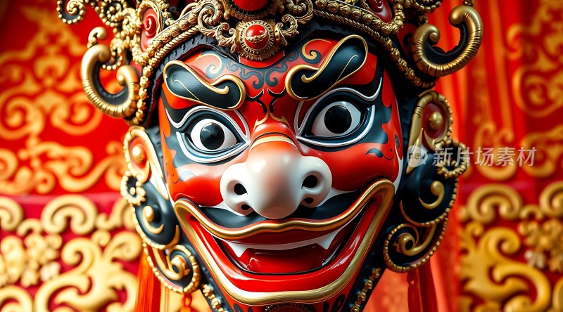 红色面具金丝装饰威武雄壮