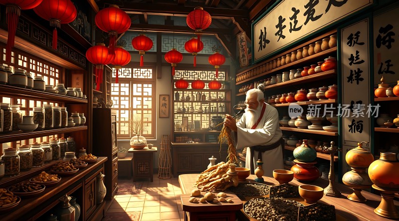 药铺里的老中医