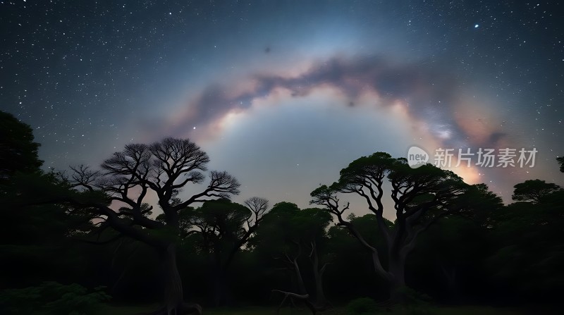 夜空星河神秘树影