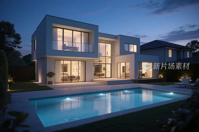 现代住宅泳池效果图