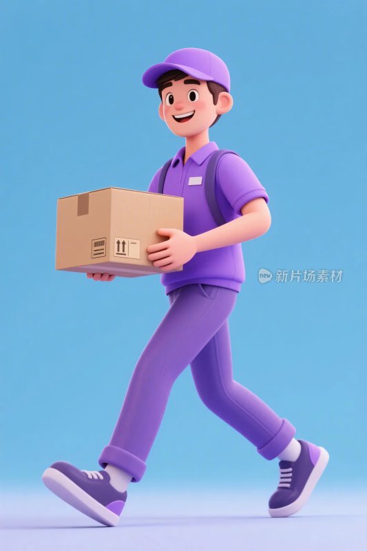 卡通快递员送快递