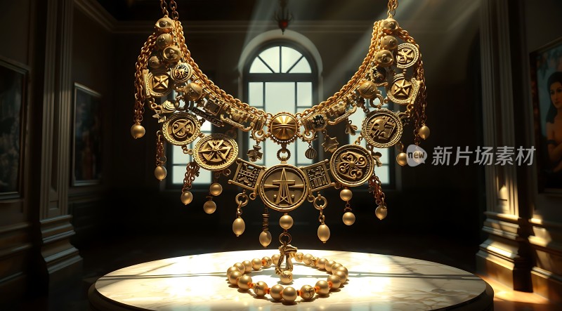 黄金项链与手链展示