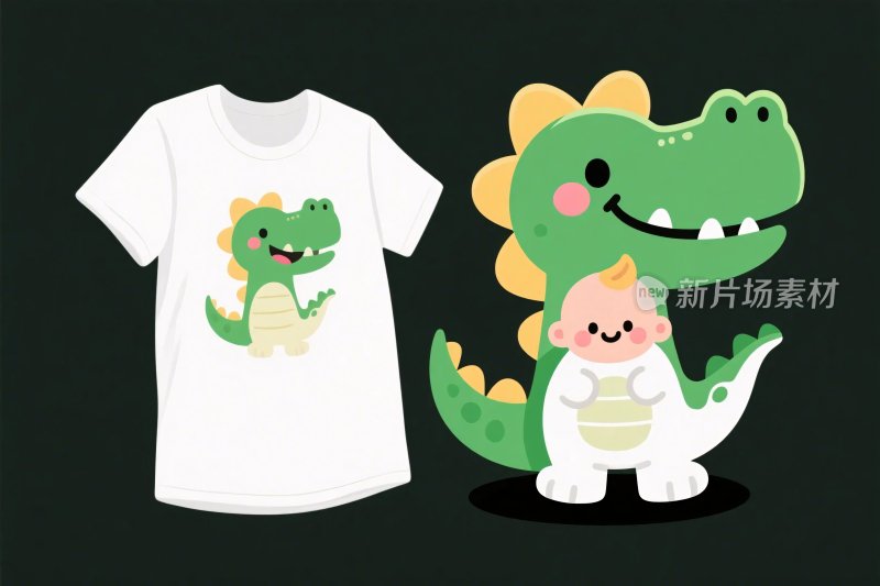 卡通恐龙儿童服饰插画
