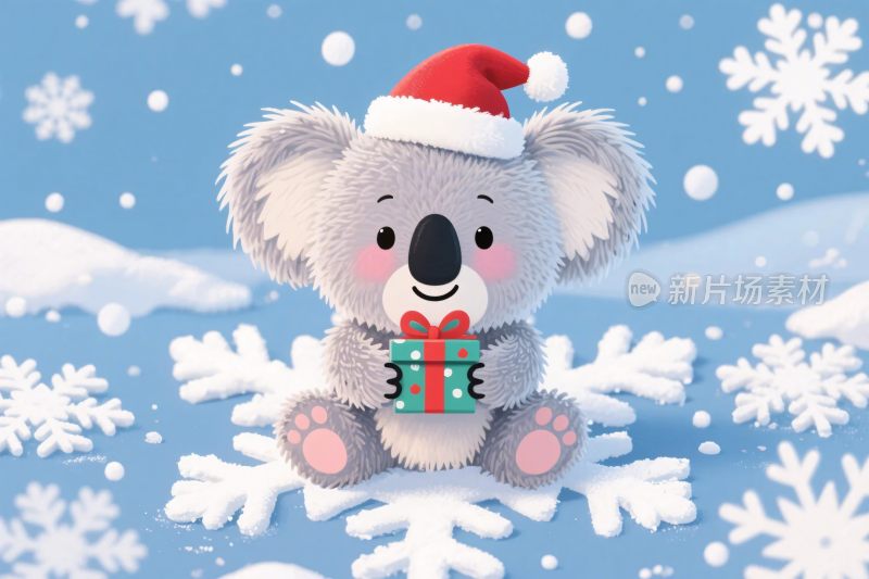 圣诞考拉雪景插画