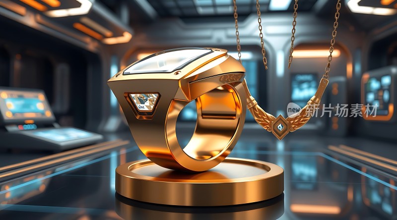 未来科技感戒指项链展示