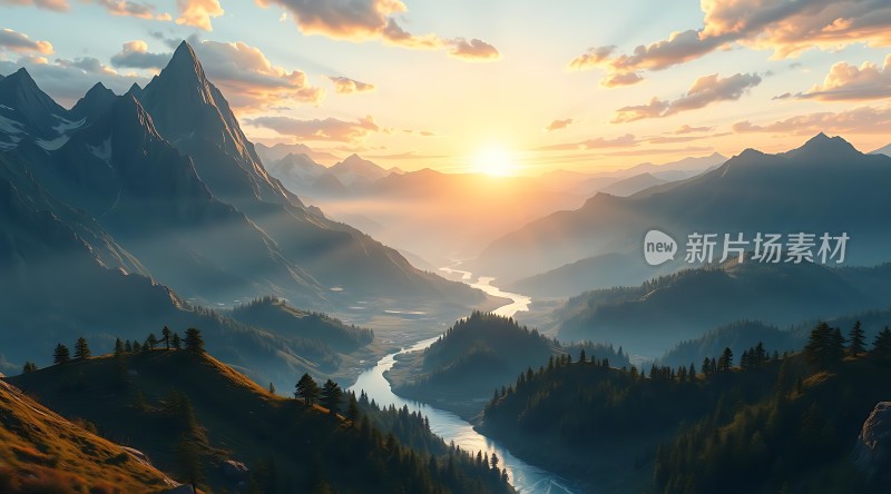 晨曦下的山谷风光