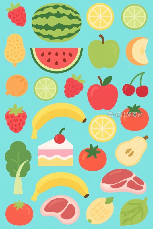 多彩果蔬食品插画