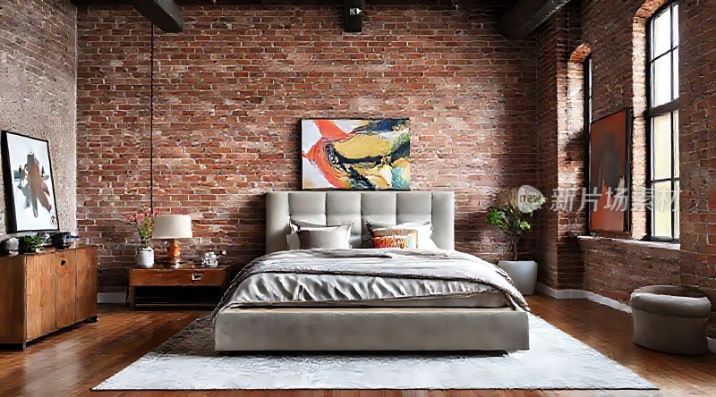 砖墙卧室现代简约风格温馨舒适