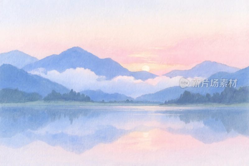 山水风景插画
