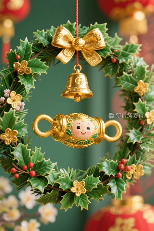 圣诞装饰花环插画