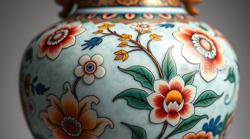 精美瓷器上的花卉图案