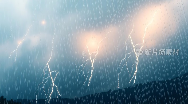 雷雨交加闪电划破长空