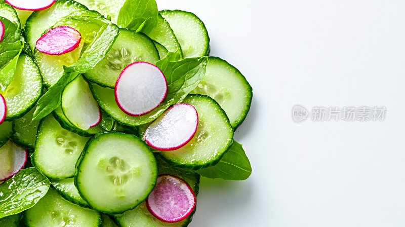 黄瓜萝卜切片绿叶组合图