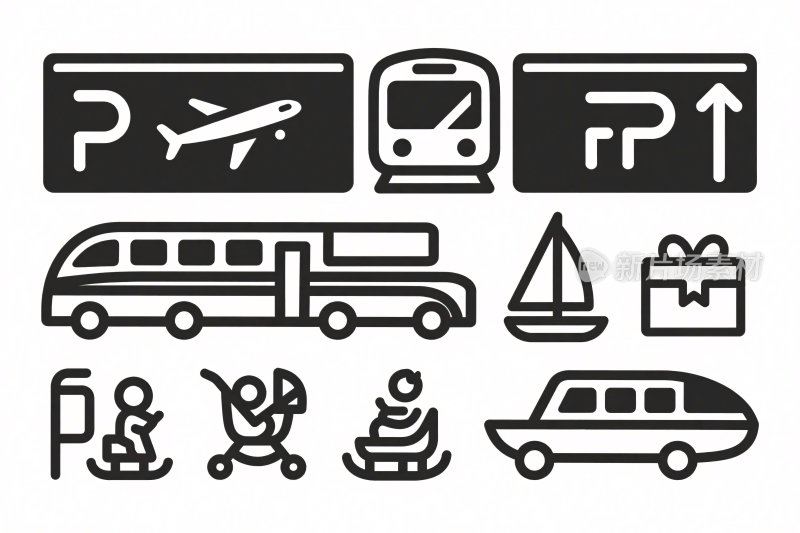 交通及相关图标集合