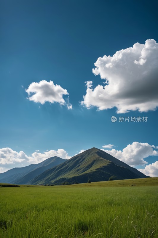 一大片草地一座高山清图片