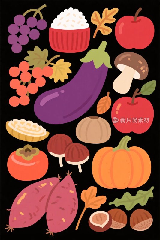 多彩蔬菜水果插画