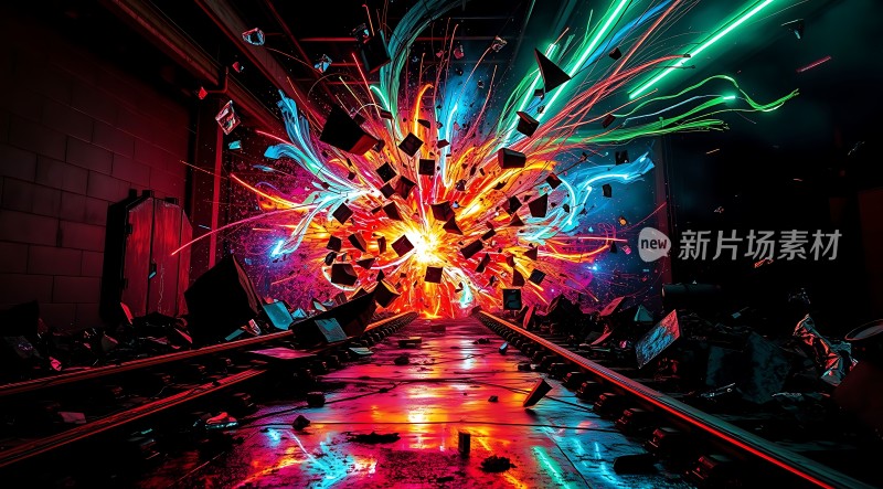 新片场素材炫彩爆炸视觉效果
