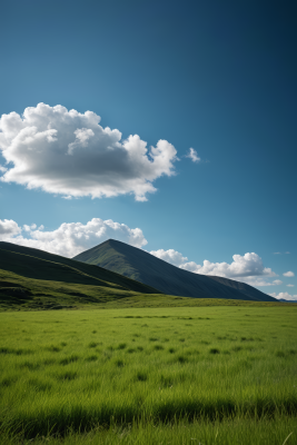 一片草地高山清风景图片