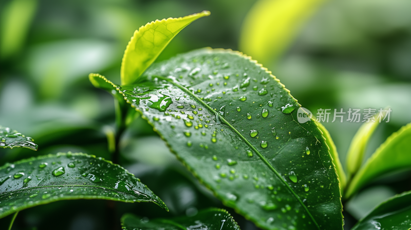 雨珠28雨露滋润的茶叶 清新茶叶上的水珠