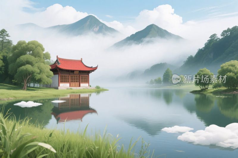 山水风景插画