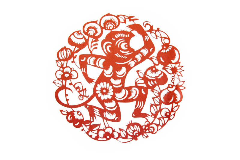 剪纸生肖猴免扣图