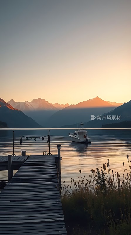 湖畔晨光静谧时光