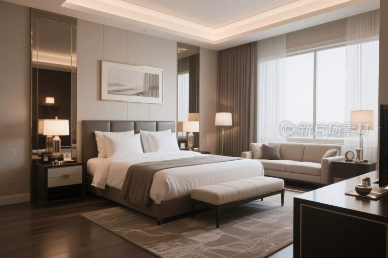 现代简约酒店客房实景