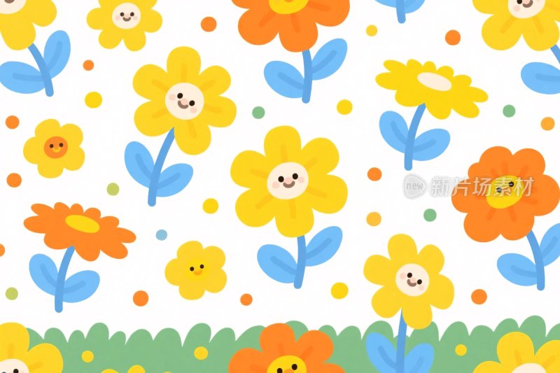 卡通花朵插画图案