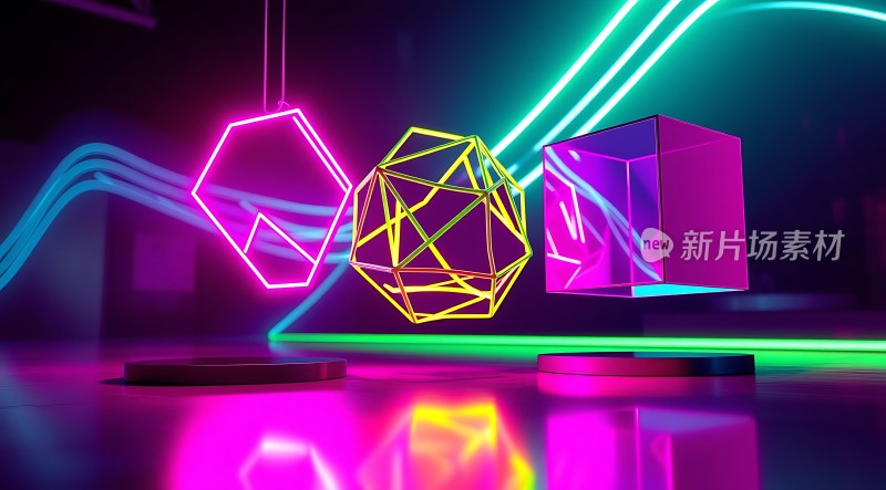 霓虹光影下的几何世界