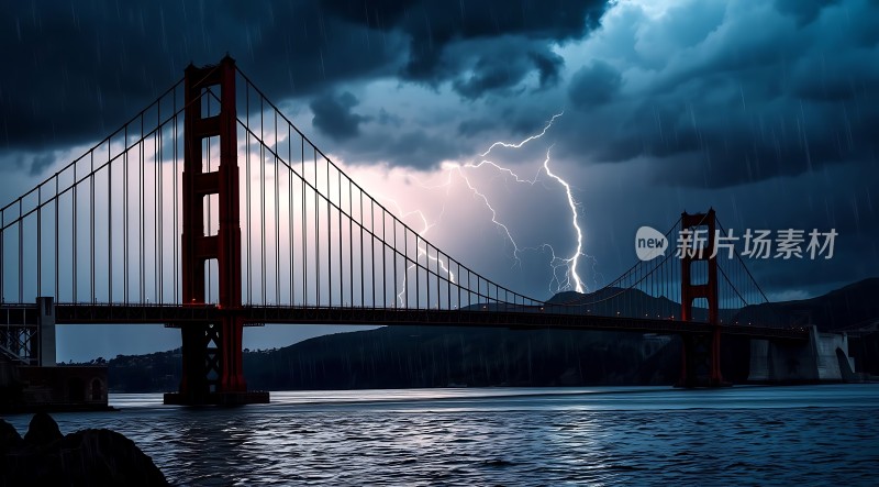 雷雨中的金门大桥