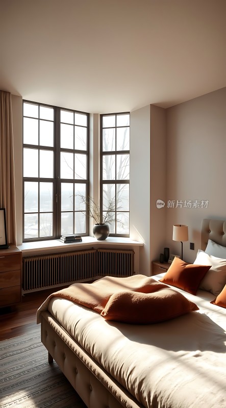 阳光洒满温馨卧室简约舒适生活空间