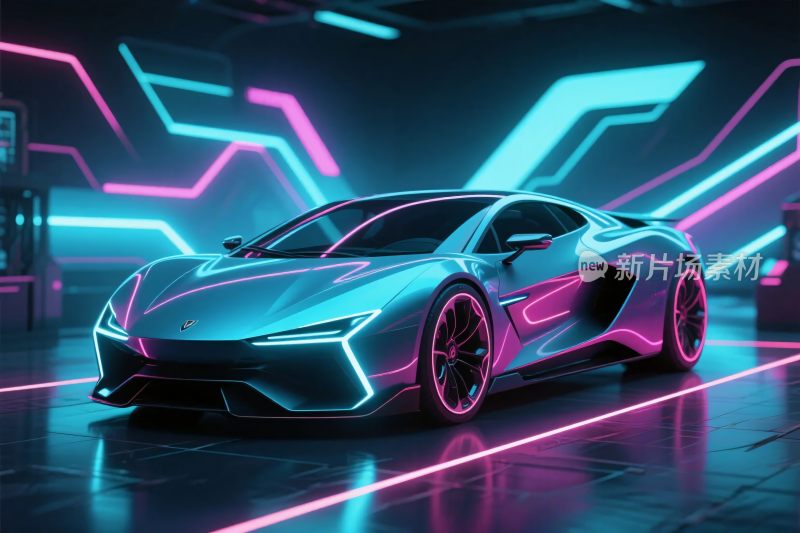 未来霓虹跑车插画