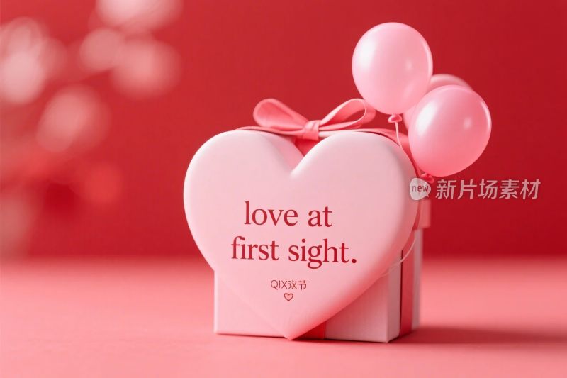 粉色爱心礼盒气球装饰