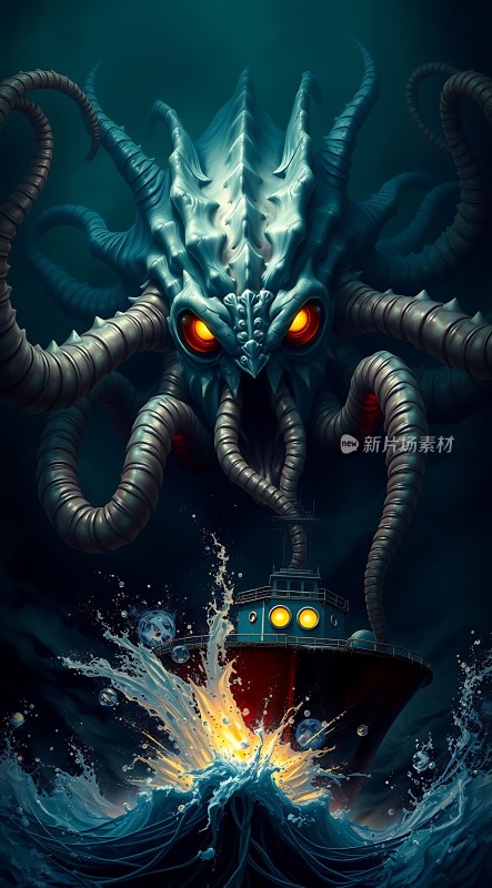 深海巨怪袭击潜水艇