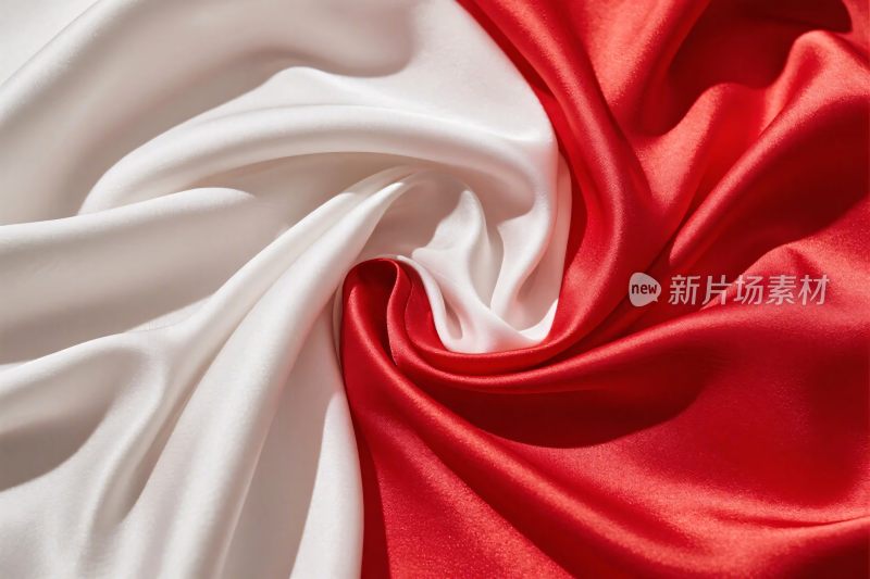 红白丝绸布料纹理