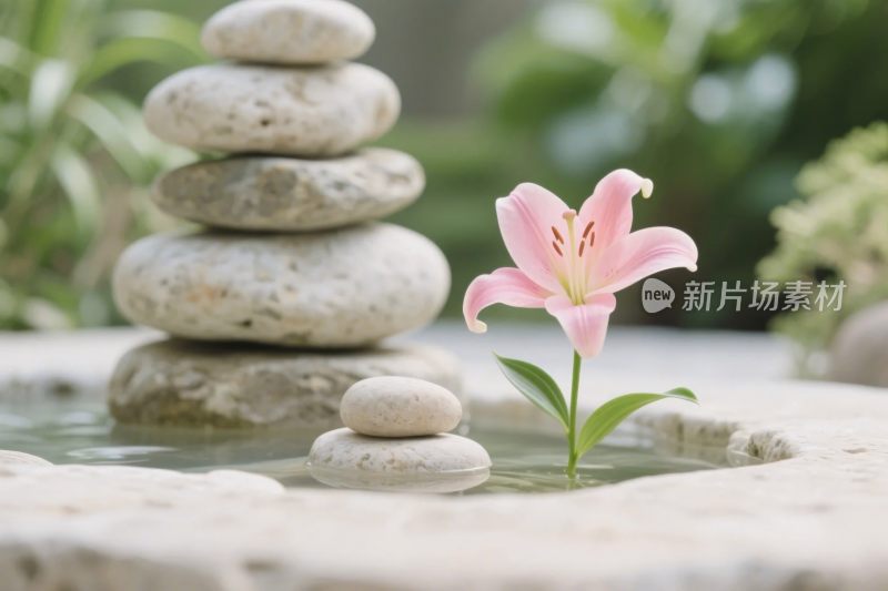 石堆百合静物图