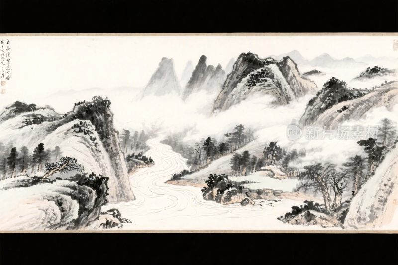 中国传统山水水墨画