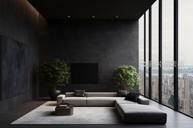 现代简约风高层客厅室内场景