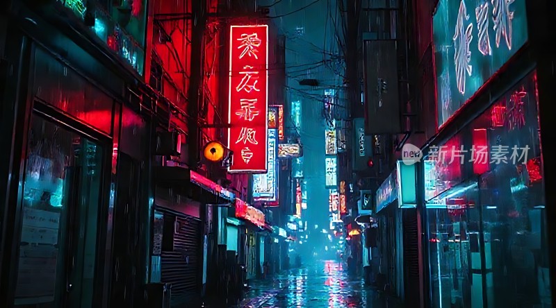 霓虹灯下的繁华街道