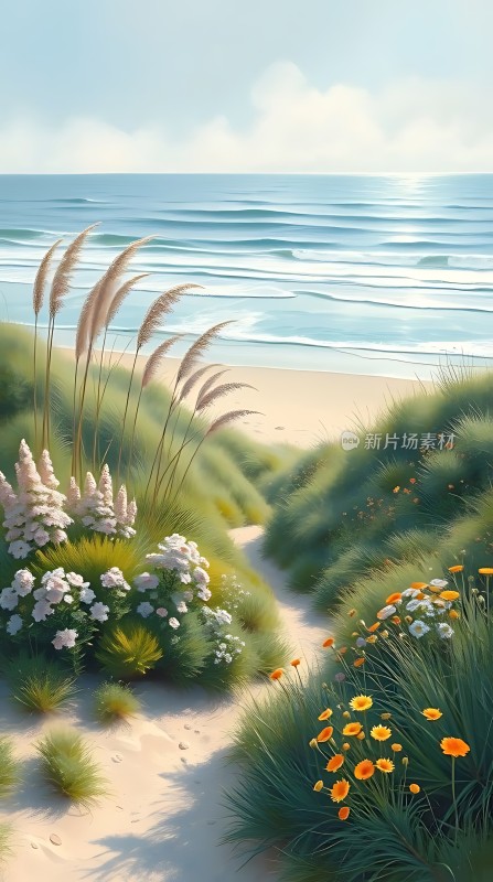 阳光下的海滩小径