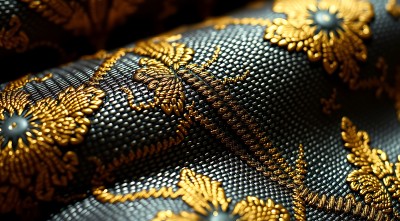 金色花纹布料特写