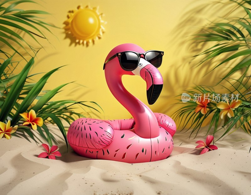 沙滩充气火烈鸟