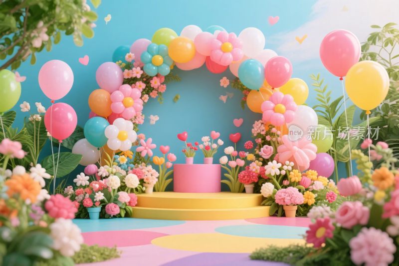 梦幻气球花卉舞台装饰