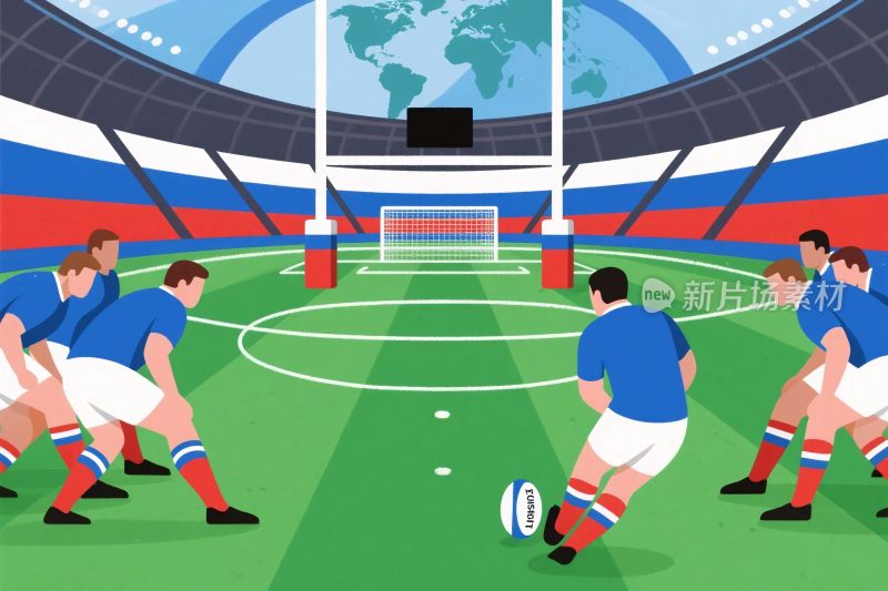 橄榄球赛场竞技插画