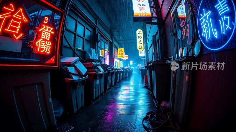 霓虹灯下的繁华小巷