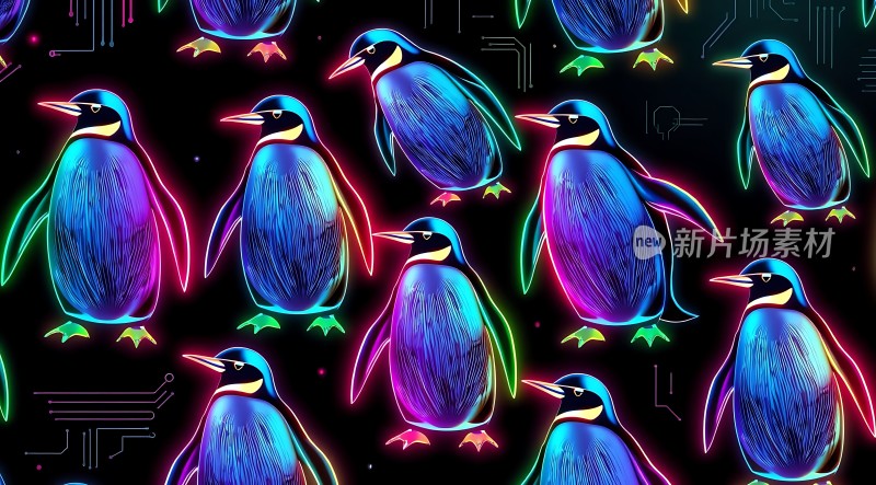 霓虹企鹅色彩斑斓的企鹅世界