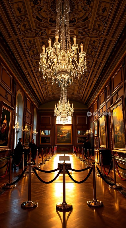 艺术殿堂璀璨吊灯与经典画作共舞